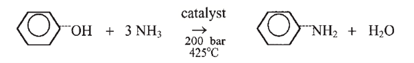 Figure&nbsp;2 Synthèse de l'aniline par l'ammonolyse du phénol (A&nbsp; Kent.J, 2007)