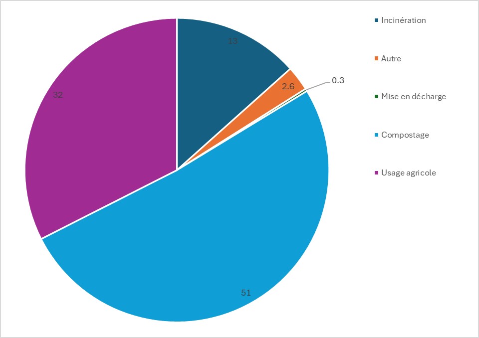 Figure 4. Destination des boues d'épuration en France en 2022 (en %)